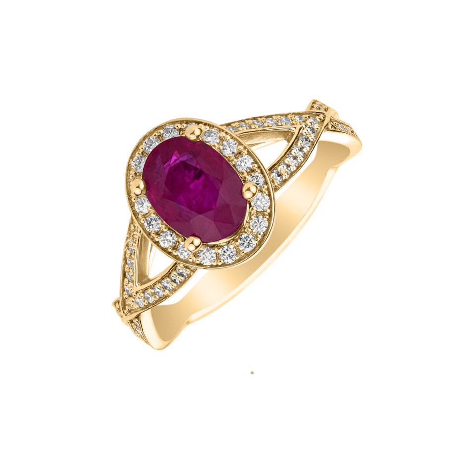 Prsten s rubínem a diamanty Space Princess