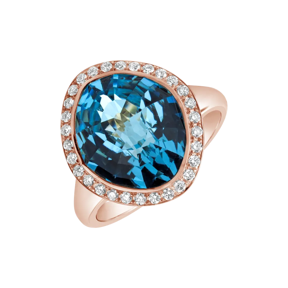 Prsten s topazem a diamanty Meadow