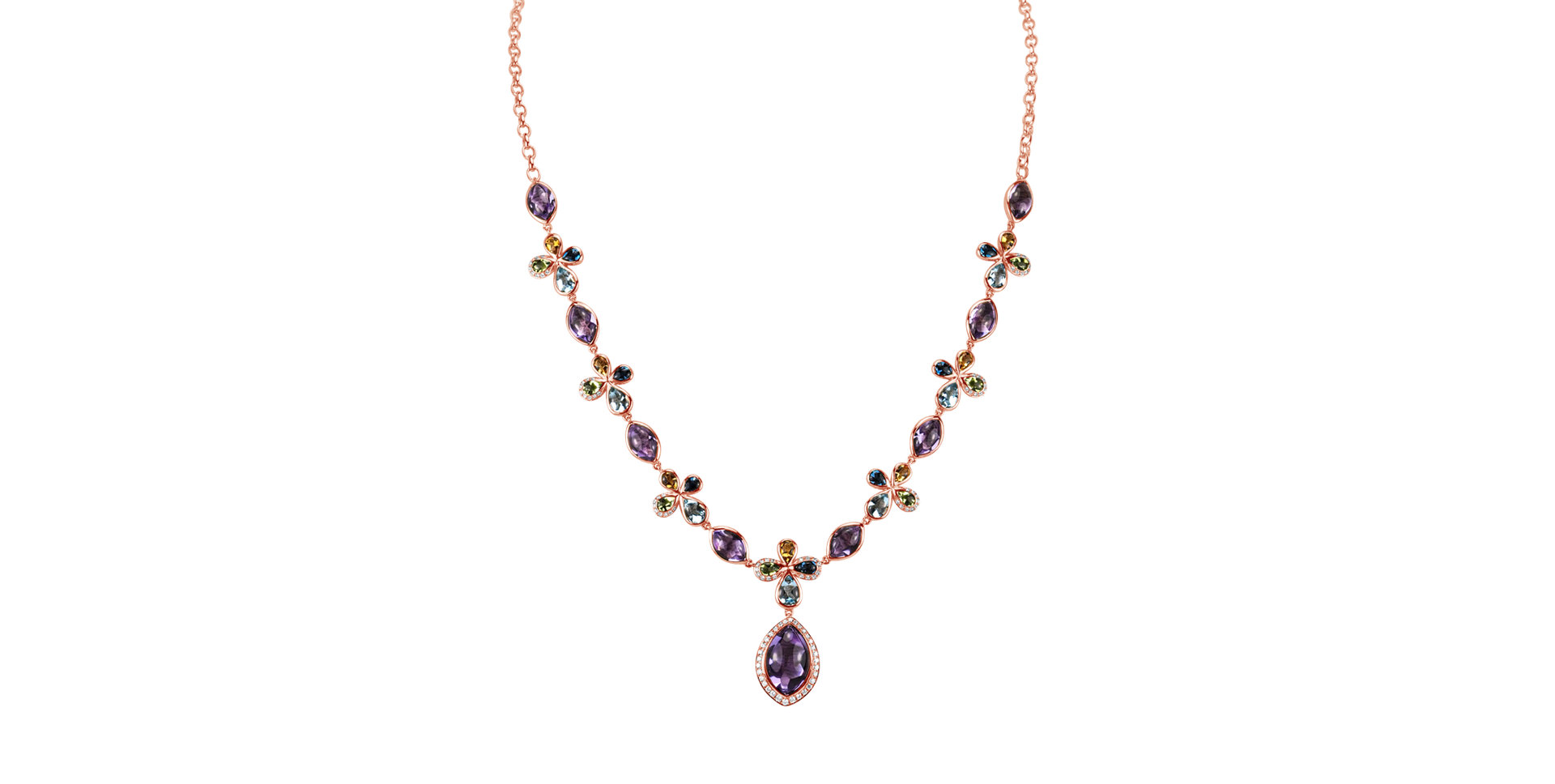 Náhrdelník s diamanty a drahokamy Caesarean Constellation