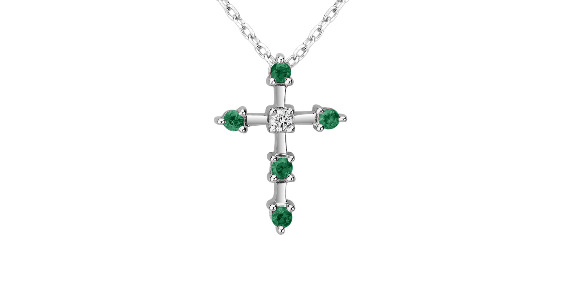 Náhrdelník s diamantem a smaragdy Sparkling Cross