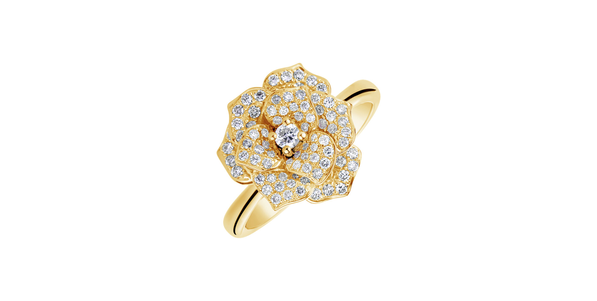 Prsten s diamanty Golden Flower