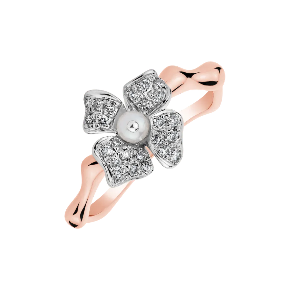 Prsten s perlou a diamanty Ocean Bloom