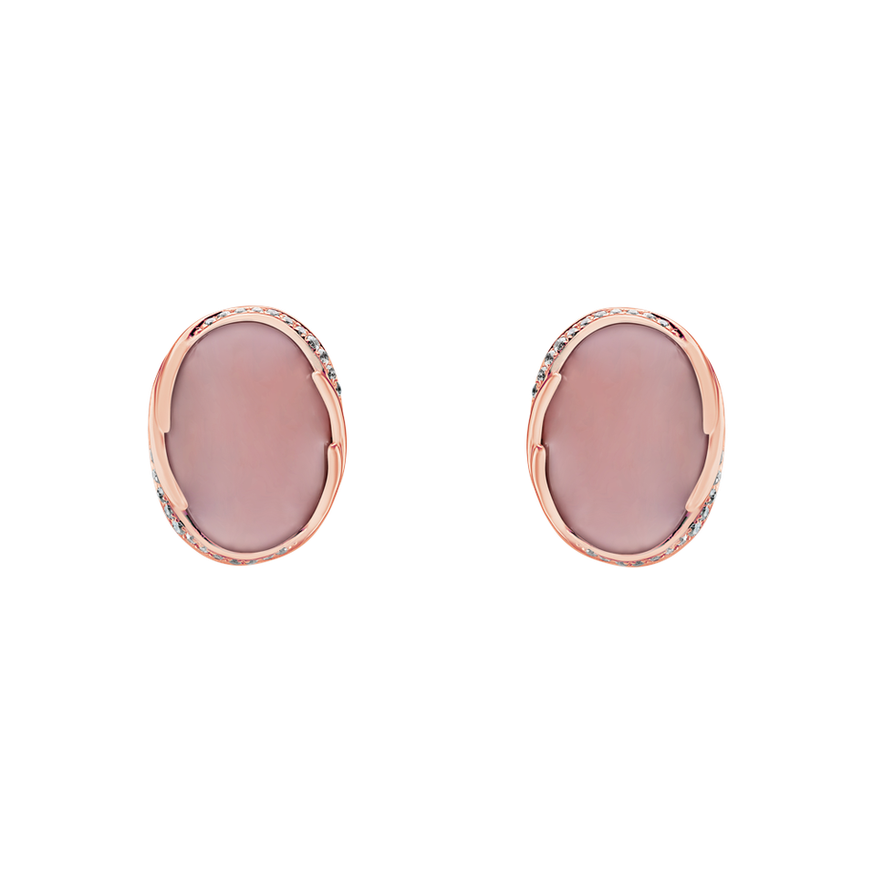 Náušnice s růženínem a diamanty Mystic Blossom