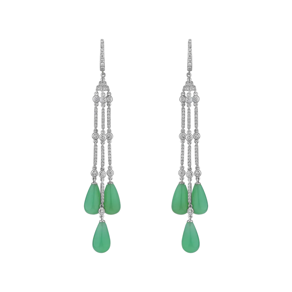 Náušnice s diamanty a chalcedony Royal Dazzle