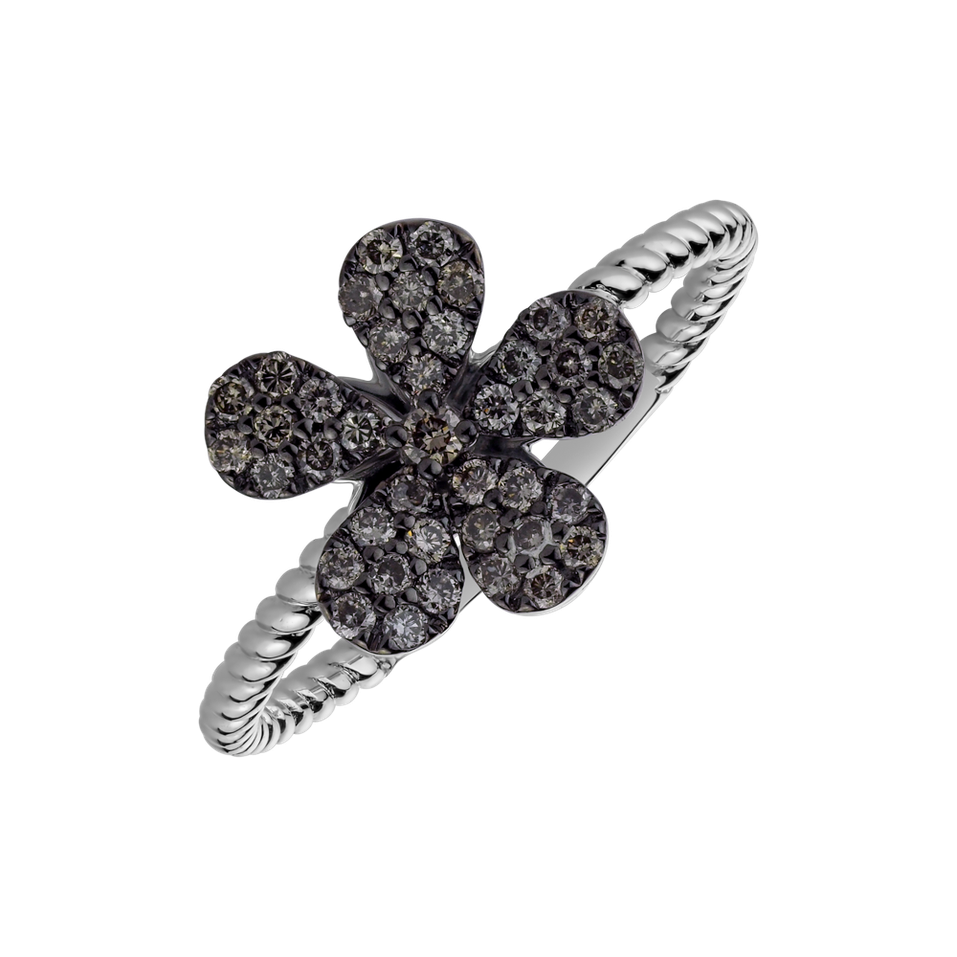 Prsten s hnědými diamanty Sun Daisy