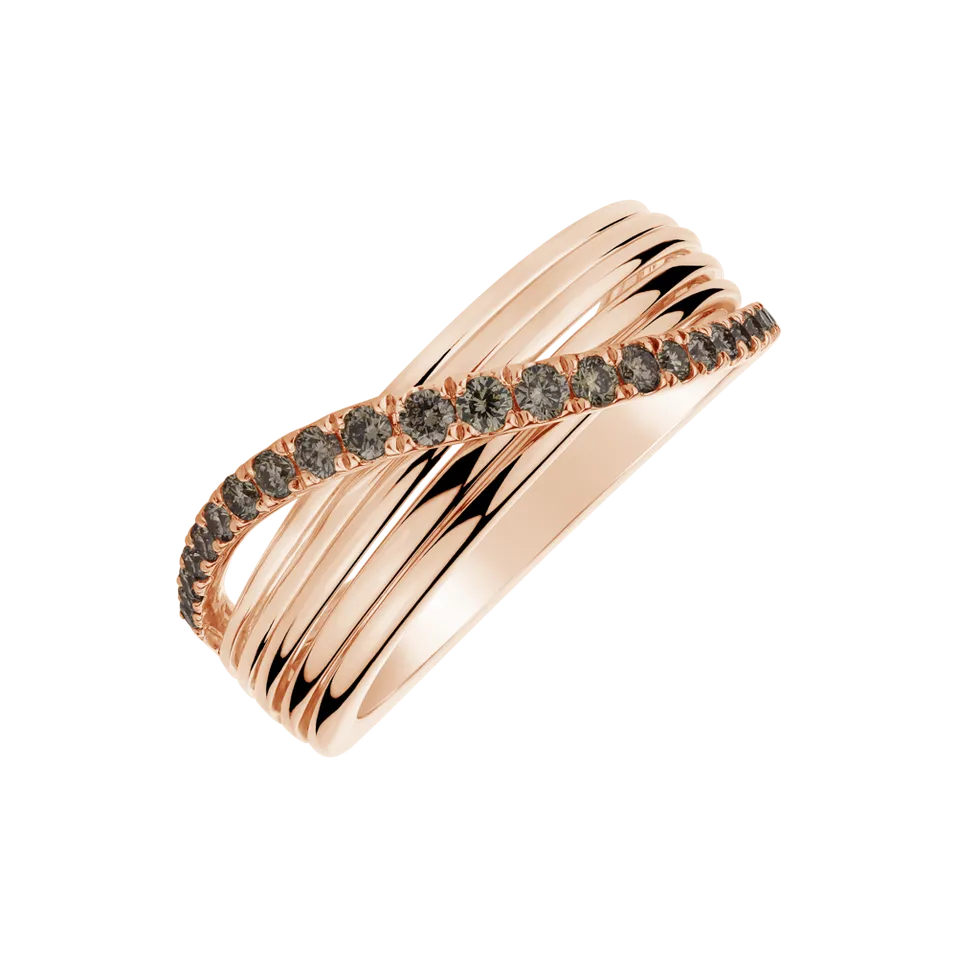 Prsten s hnědými diamanty Orion Ribbon