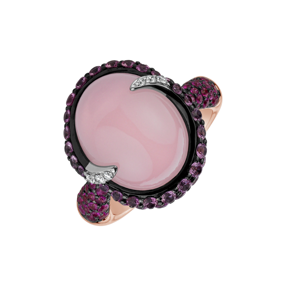 Prsten s diamanty, růženínem a safíry Miracle Pomp