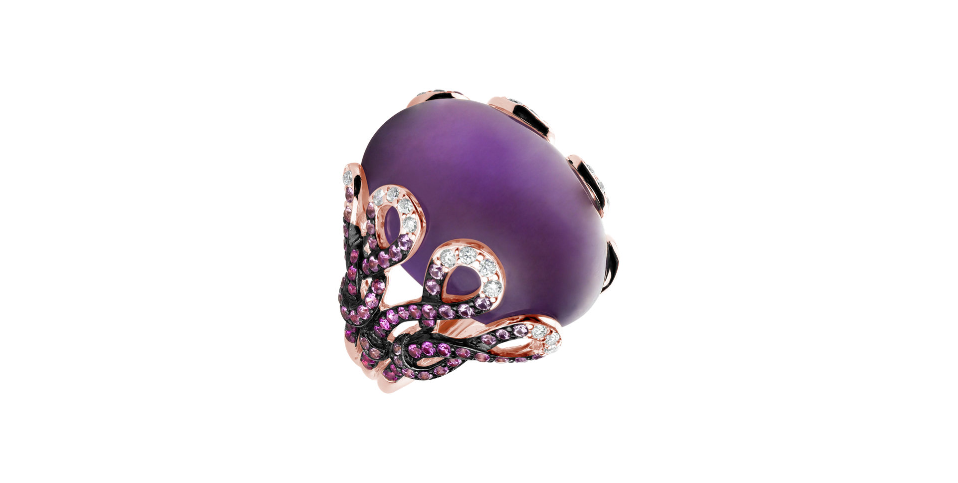 Prsten s diamanty, ametystem a safíry Heaven Pomp