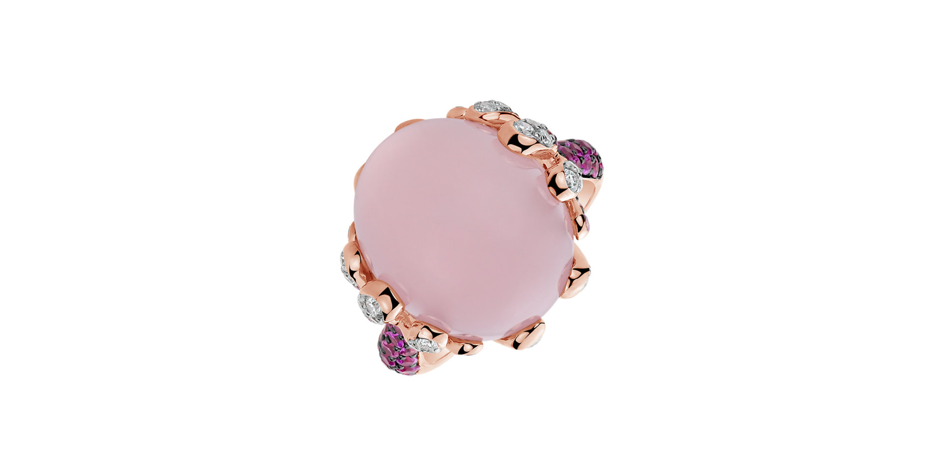 Prsten s diamanty, růženínem a safíry Heaven Temptation