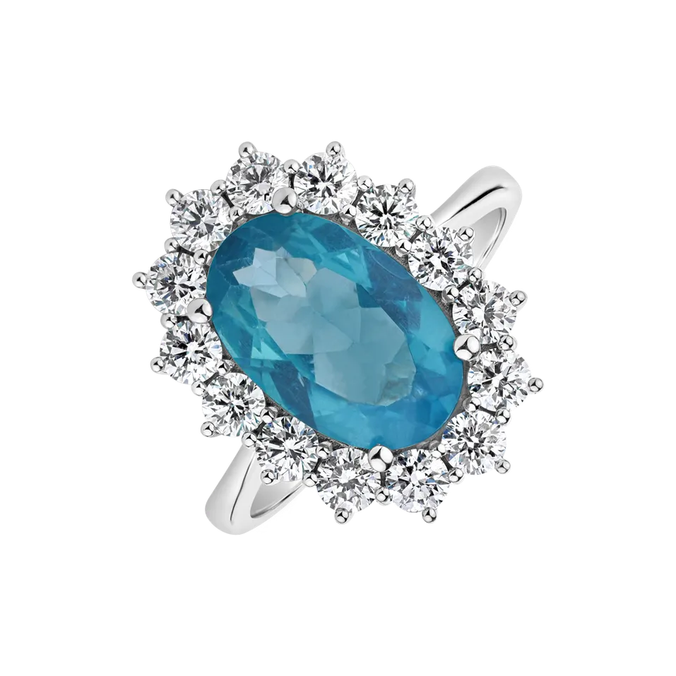 Prsten s apatitem a diamanty Sky Goddess