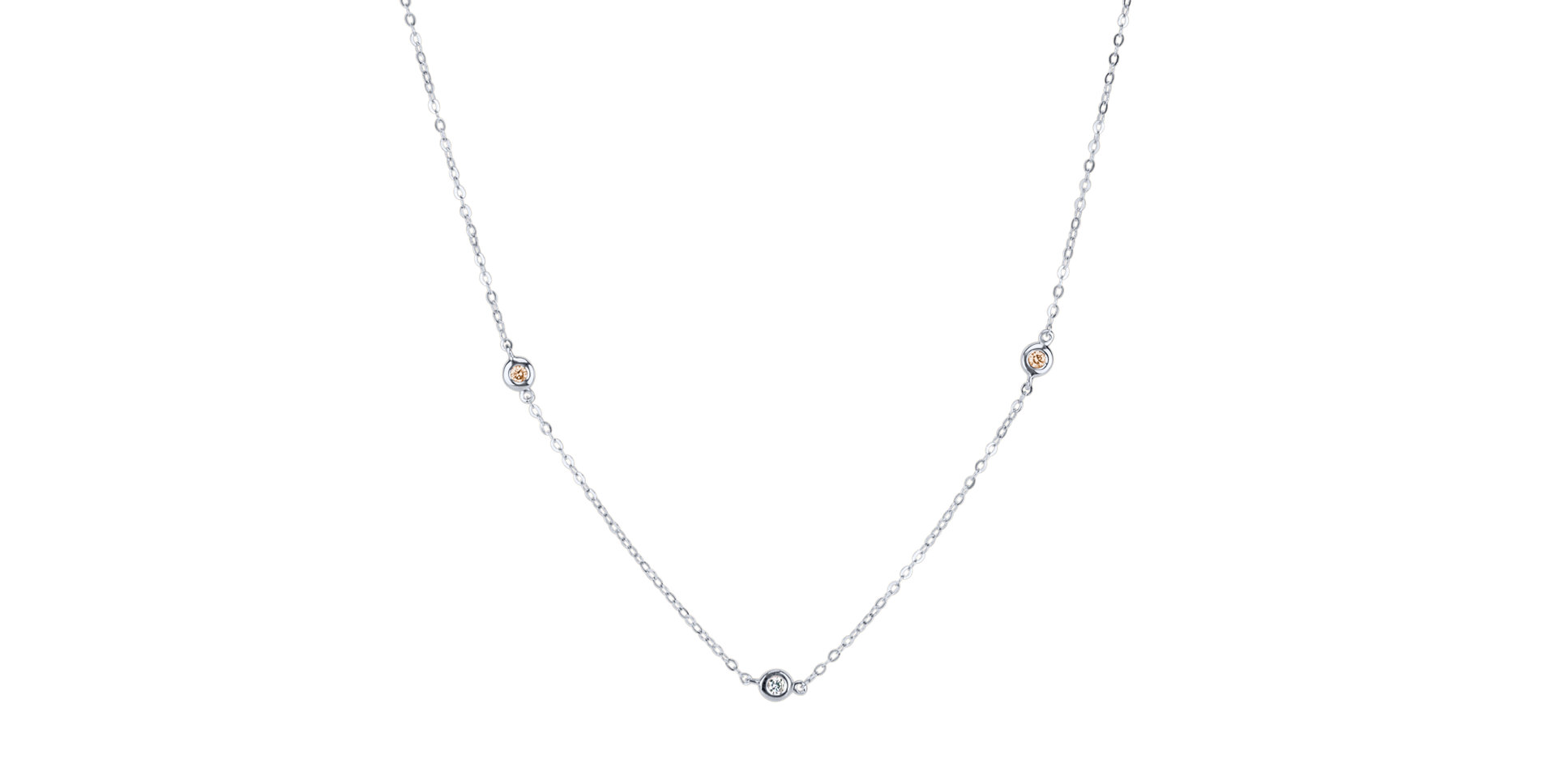 Náhrdelník s černými, hnědými a bílými diamanty Dots