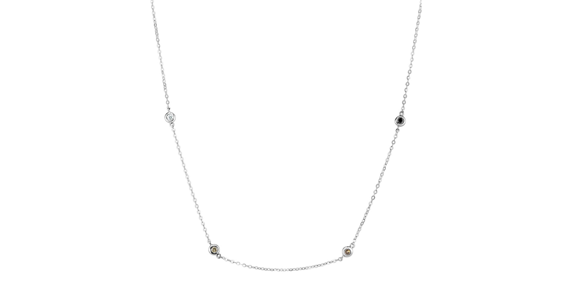 Náhrdelník s černými, hnědými a bílými diamanty Dots