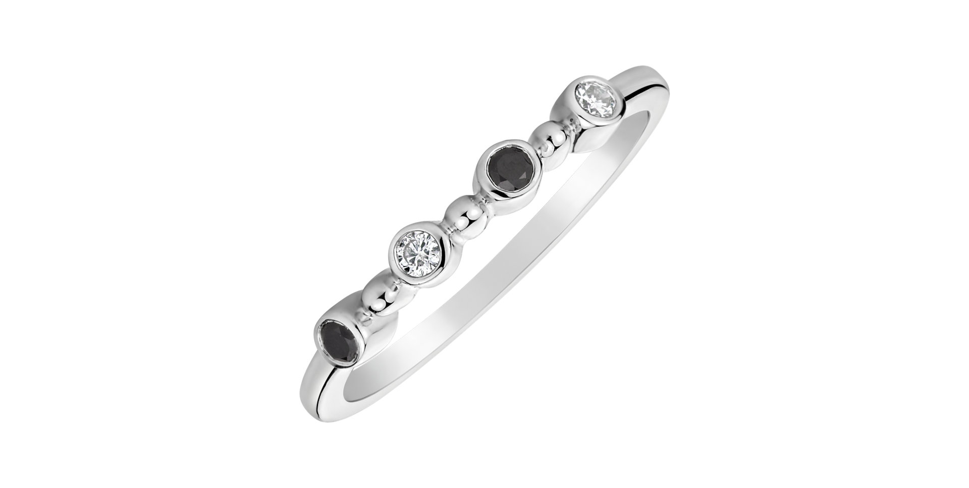 Prsten s černými a bílými diamanty Simplicity