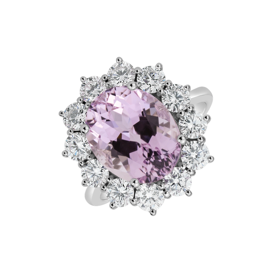 Prsten s kunzitem a diamanty Sky Goddess