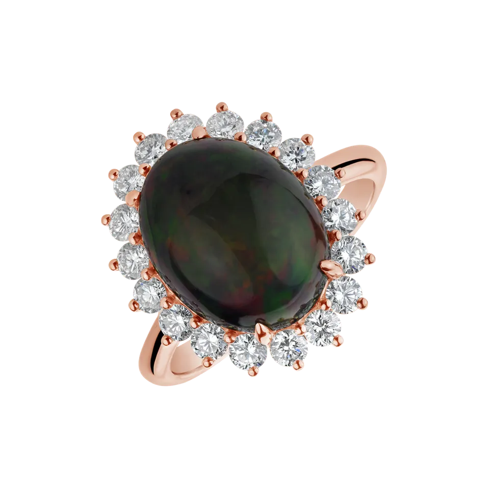 Prsten s opálem a diamanty Diamond Euphoria