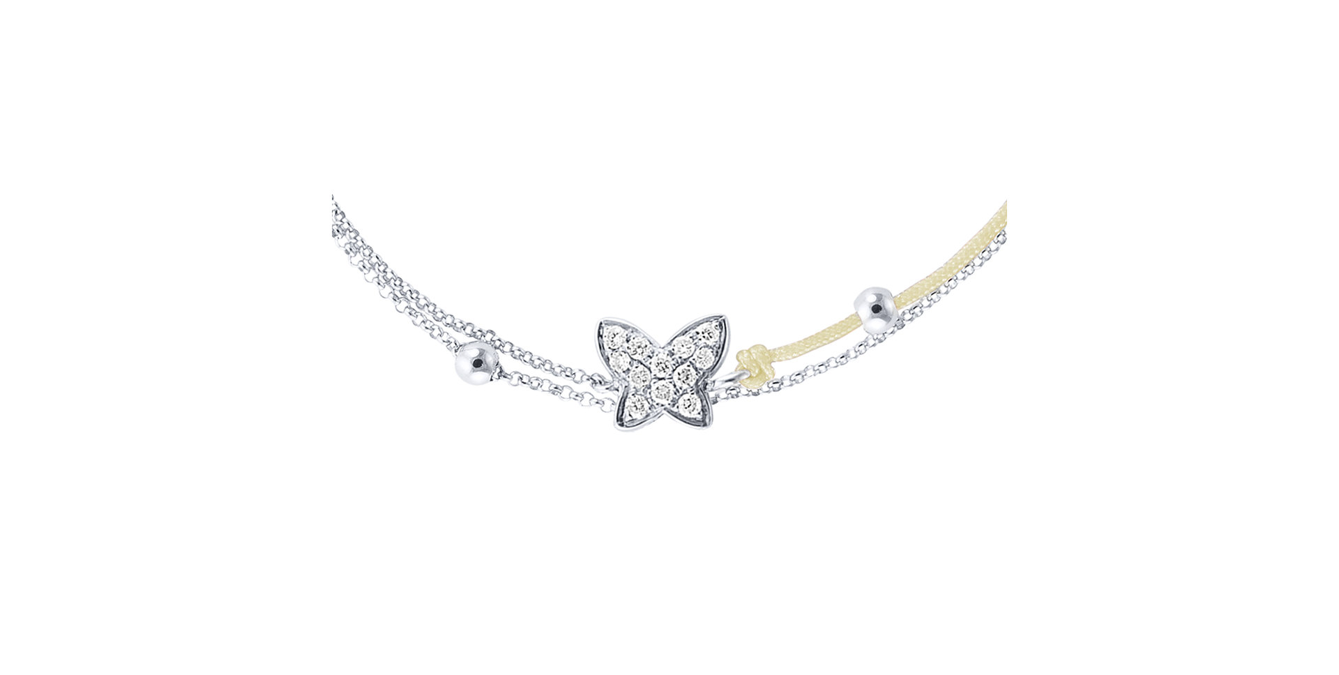 Diamantový náramek se šňůrkou Luxury Butterfly