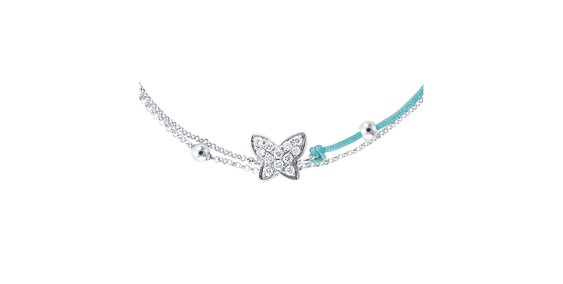 Diamantový náramek se šňůrkou Luxury Butterfly