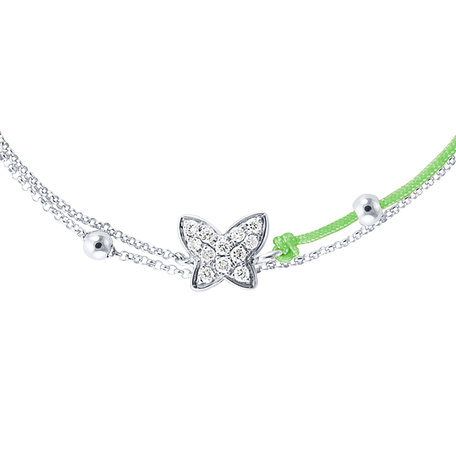 Diamantový náramek se šňůrkou Luxury Butterfly