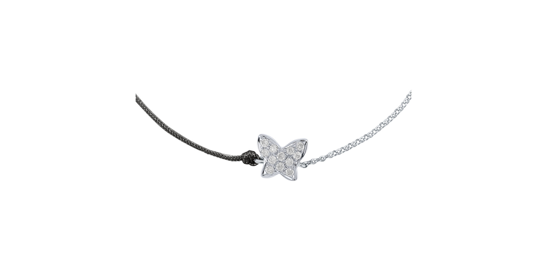 Diamantový náramek se šňůrkou Diamond Butterfly