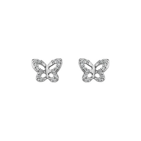 Náušnice s diamanty Cute Butterfly