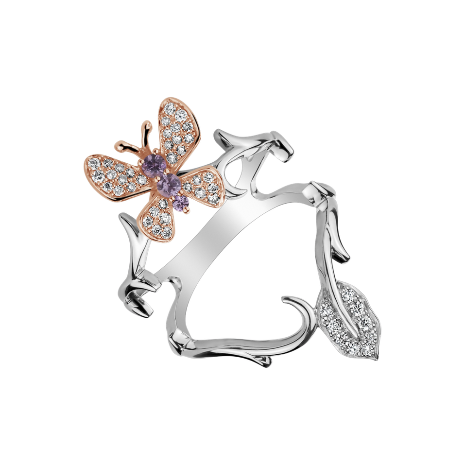 Prsten se safírem a diamanty Breath of Softness