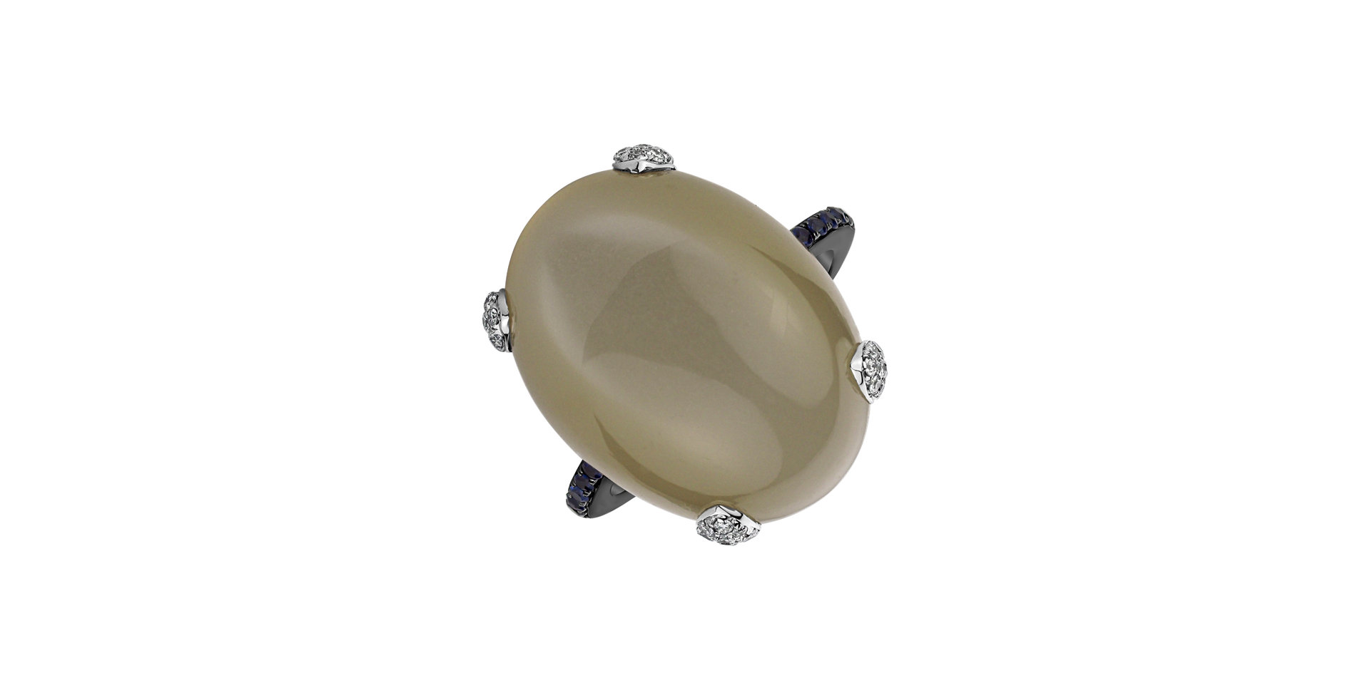 Prsten s měsíčním kamenem, diamanty a safíry Noble Gem