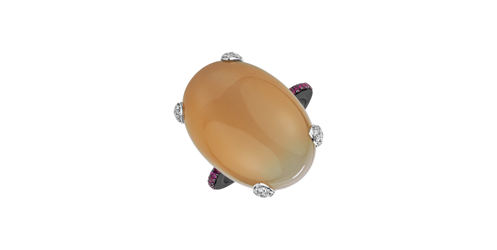 Prsten s diamanty,rubíny a měsíčním kamenem Noble Gem