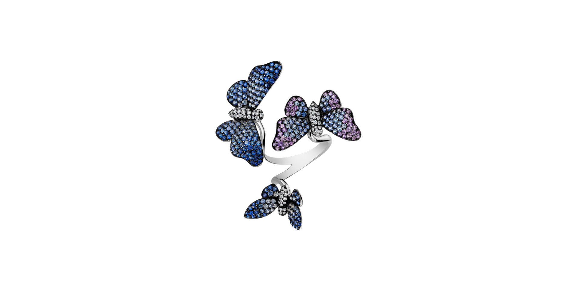 Prsten s diamanty a safíry Pompous Butterfly