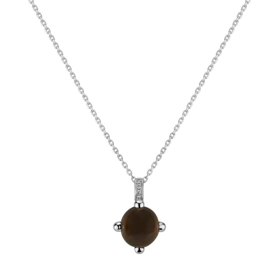 Přívěs s quartzem a diamanty Round Galaxy