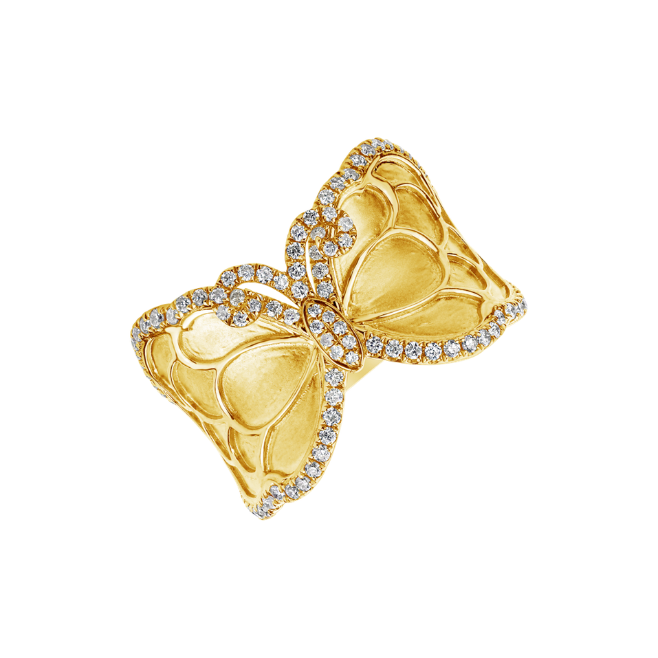 Prsten s diamanty Golden Butterfly