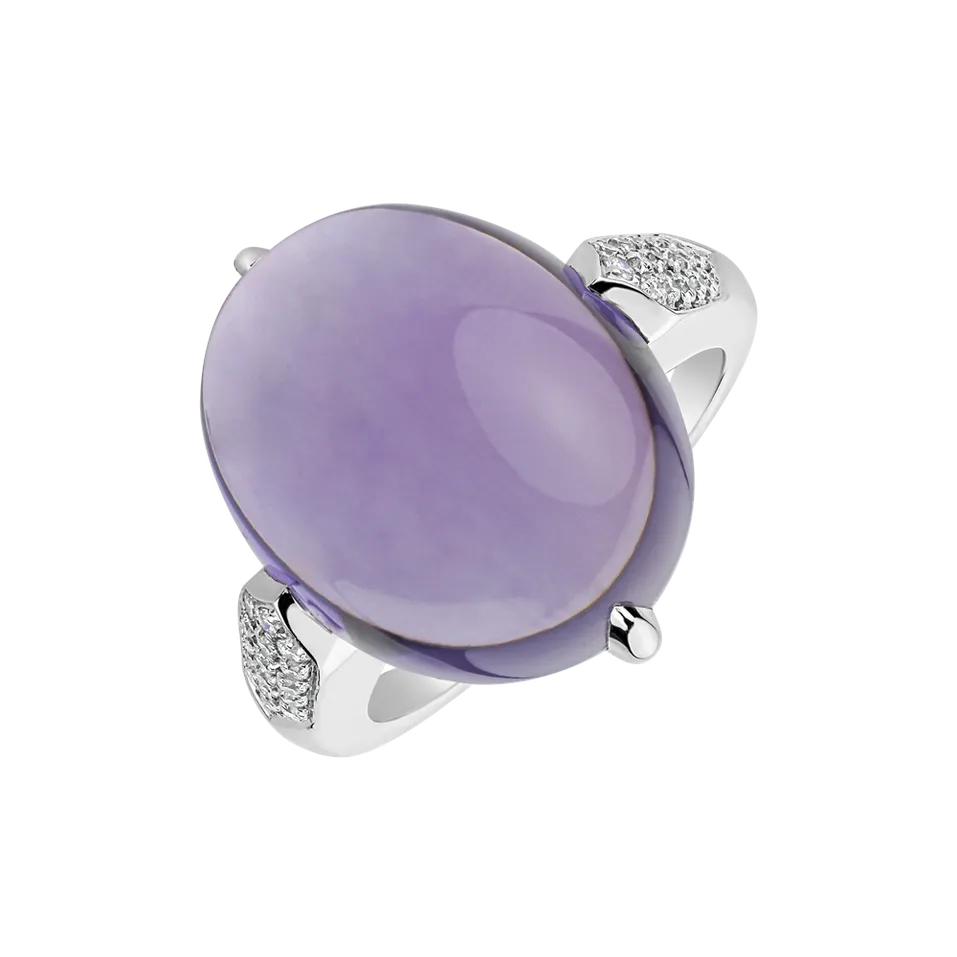 Prsten s ametystem a diamanty Drop Blossom