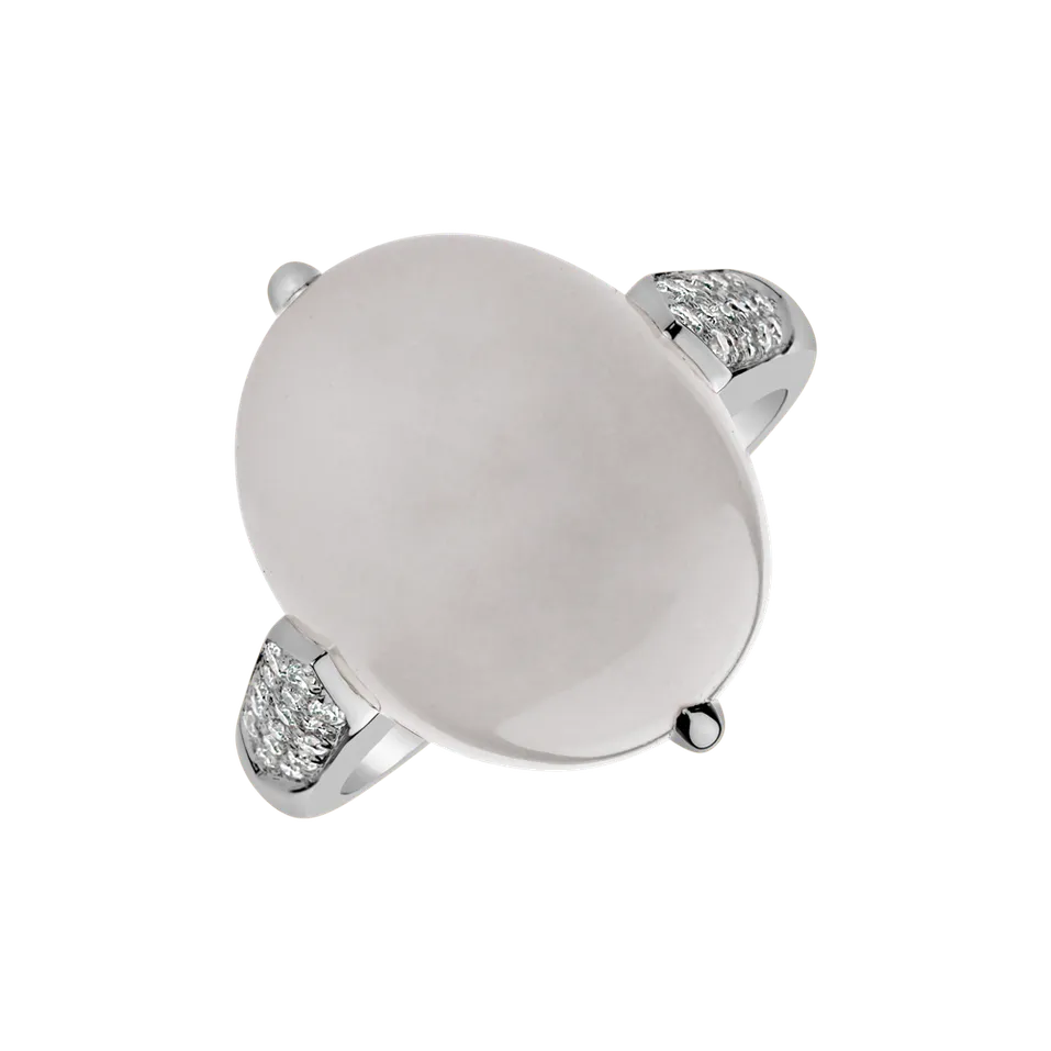 Prsten s měsíčním kamenem a diamanty Drop Blossom