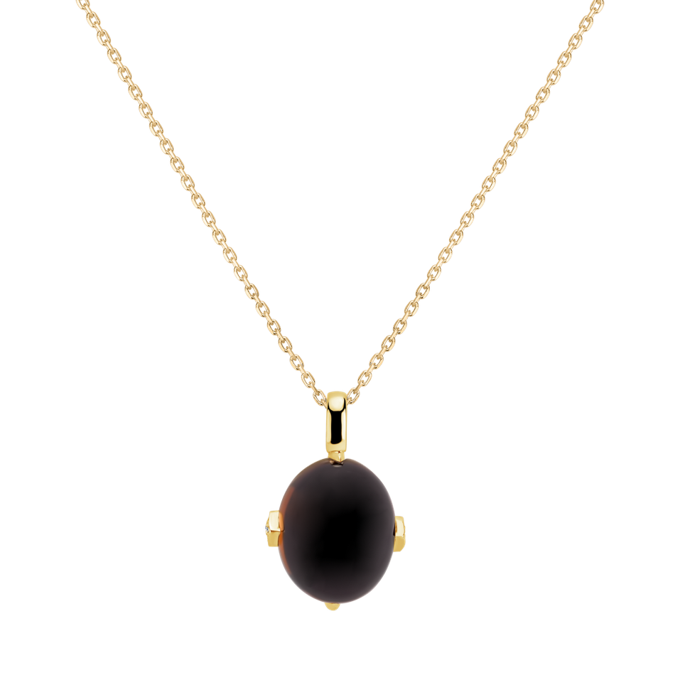 Přívěs s quartzem a diamanty Drop Blossom