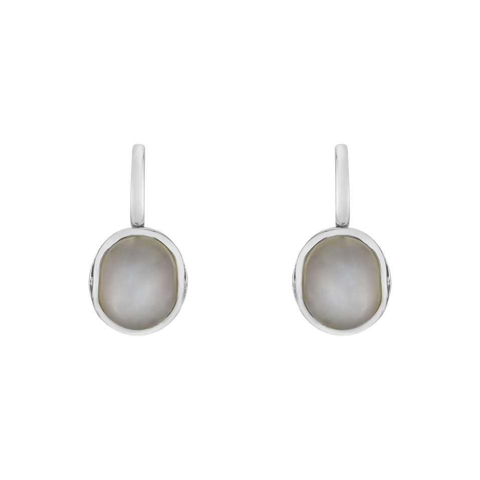 Náušnice s měsíčním kamenem a diamanty Fairytale Drop