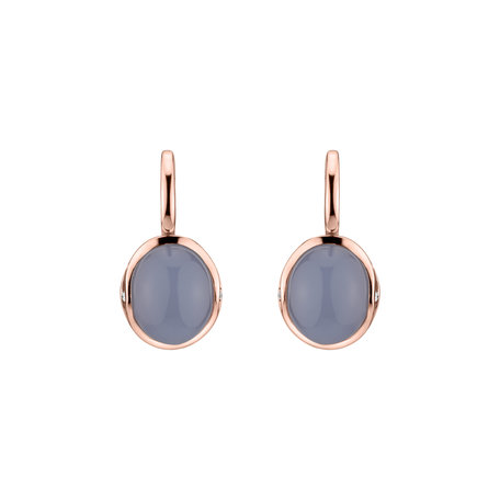 Náušnice s chalcedonem a diamanty Fairytale Drop