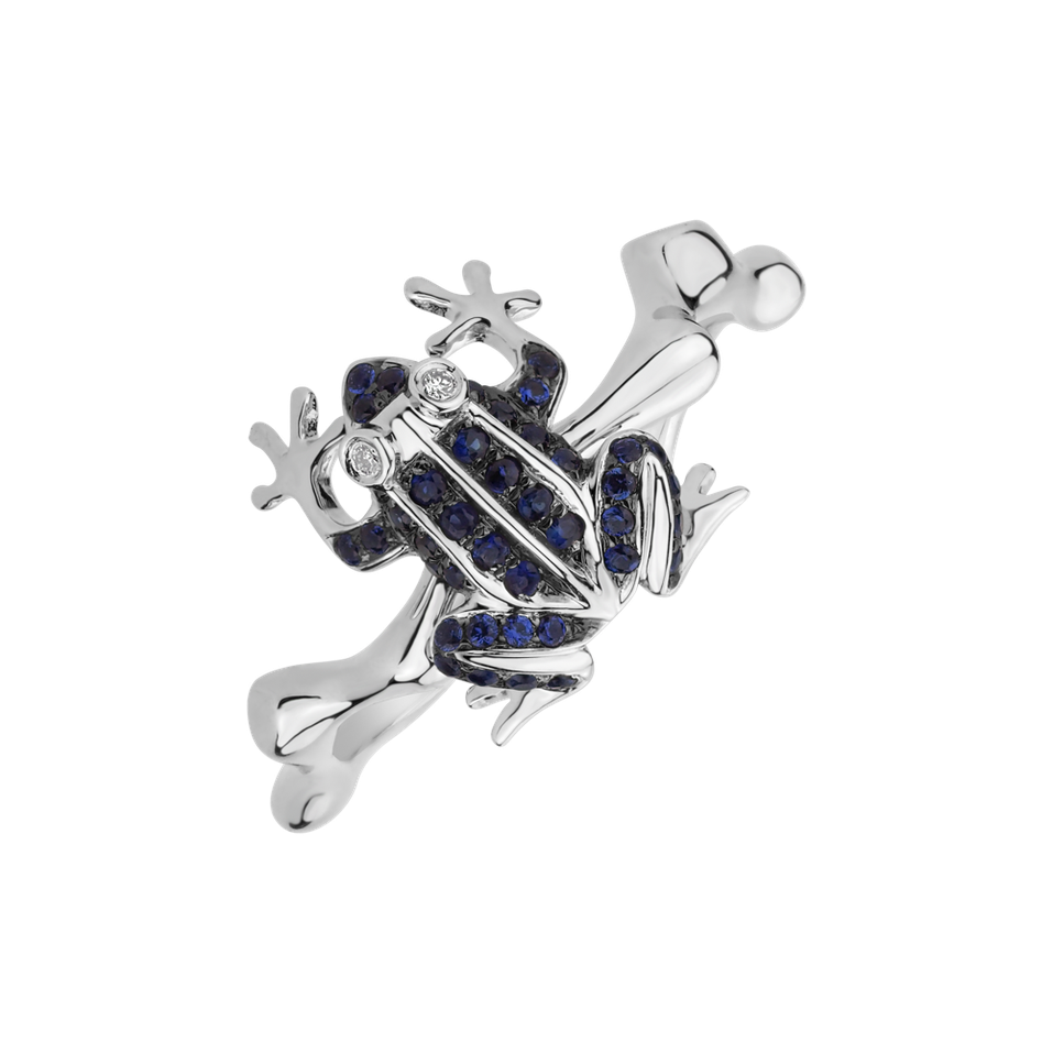 Prsten s diamanty a safíry Noble Frog