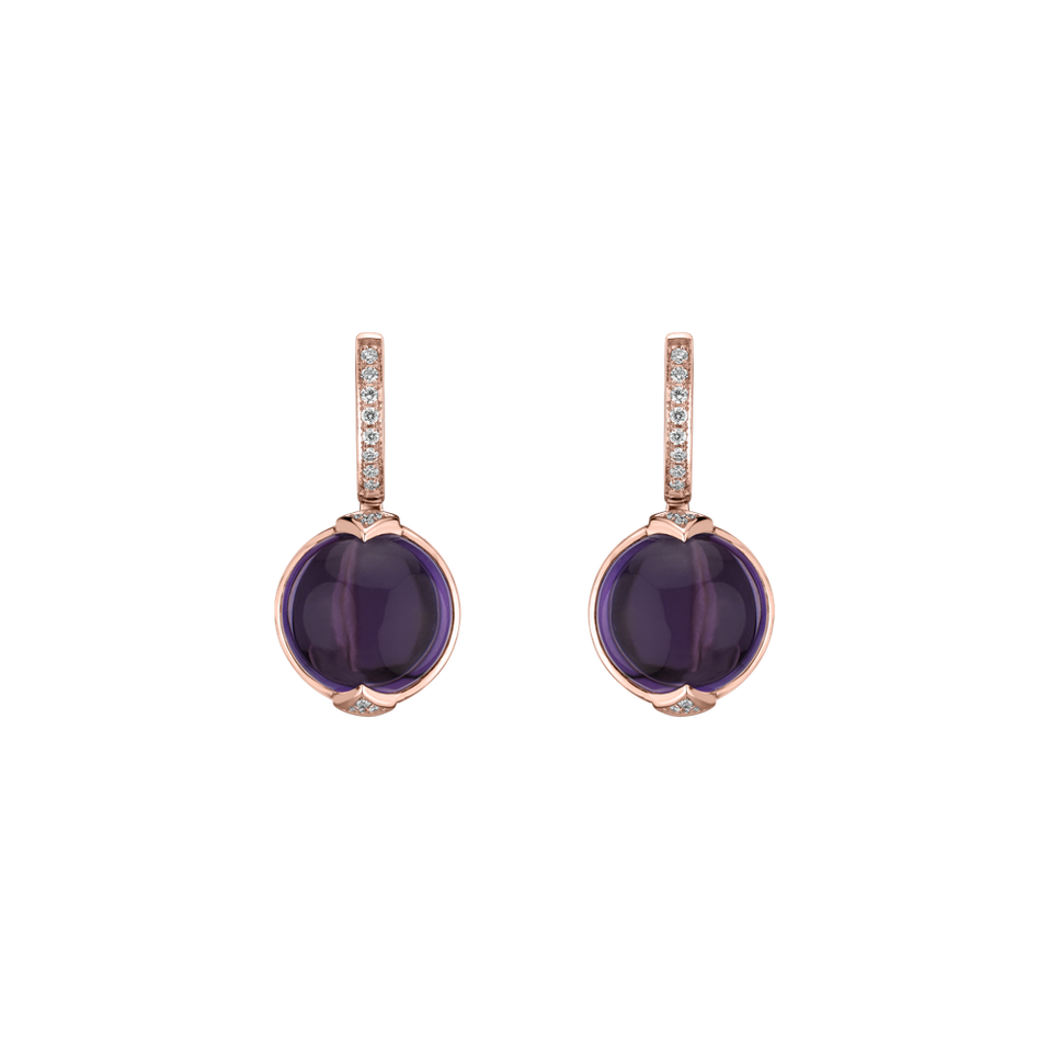 Náušnice s ametystem a diamanty Fairy Blossom