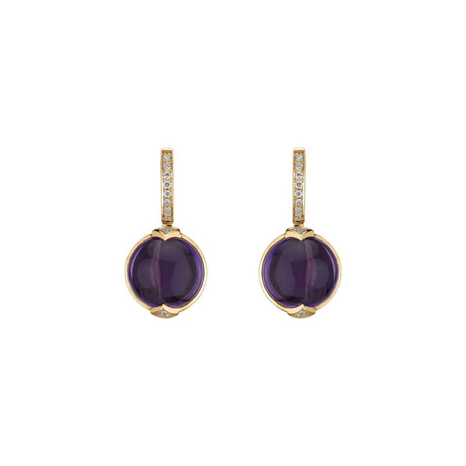 Náušnice s ametystem diamanty Fairy Blossom