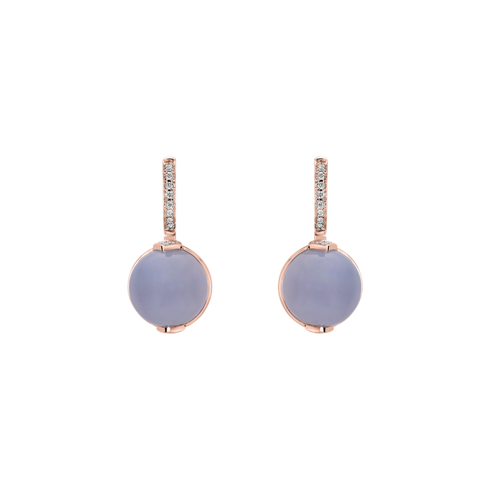 Náušnice s chalcedonem a diamanty Fairy Blossom