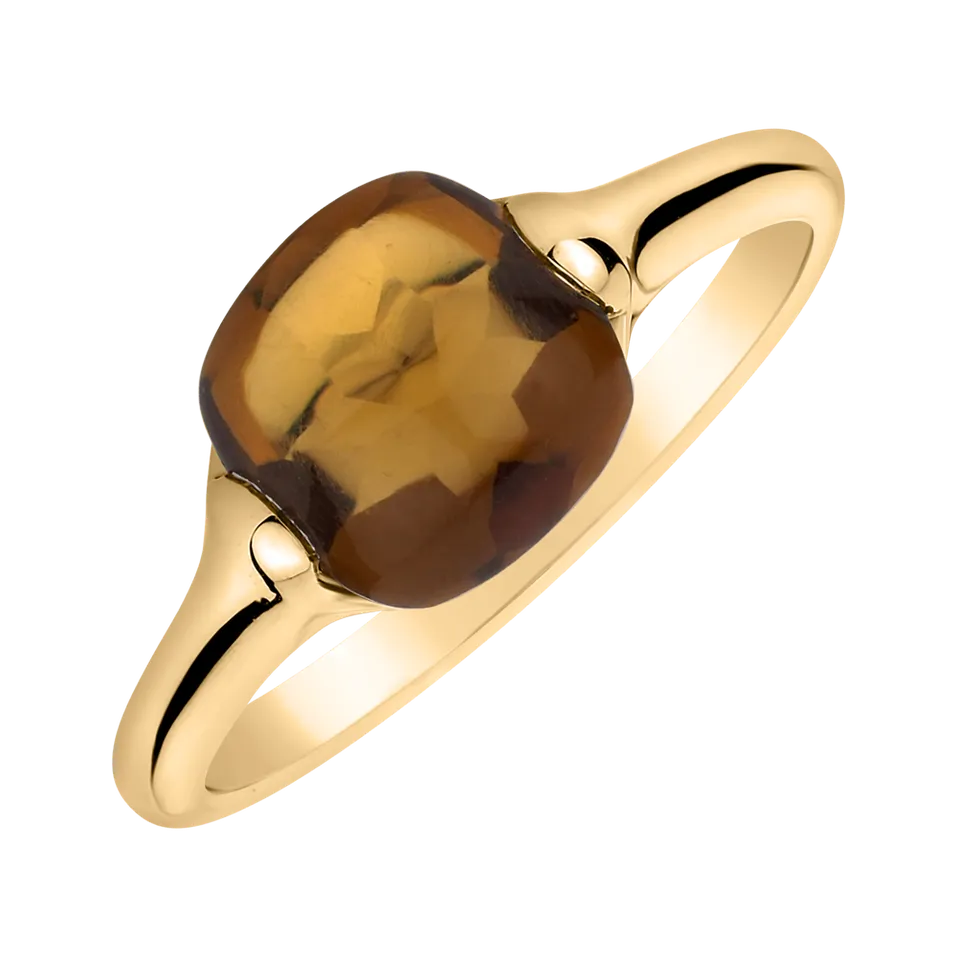 Prsten s cognac quartzem Bonbon