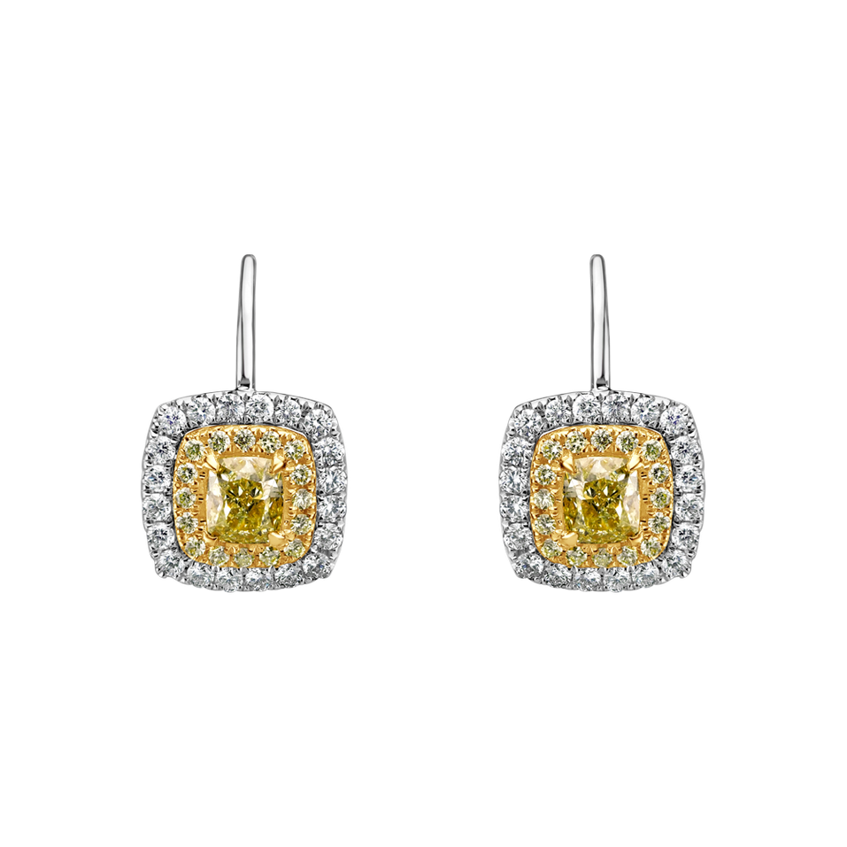 Náušnice s bílými a žlutými diamanty Sunny Day