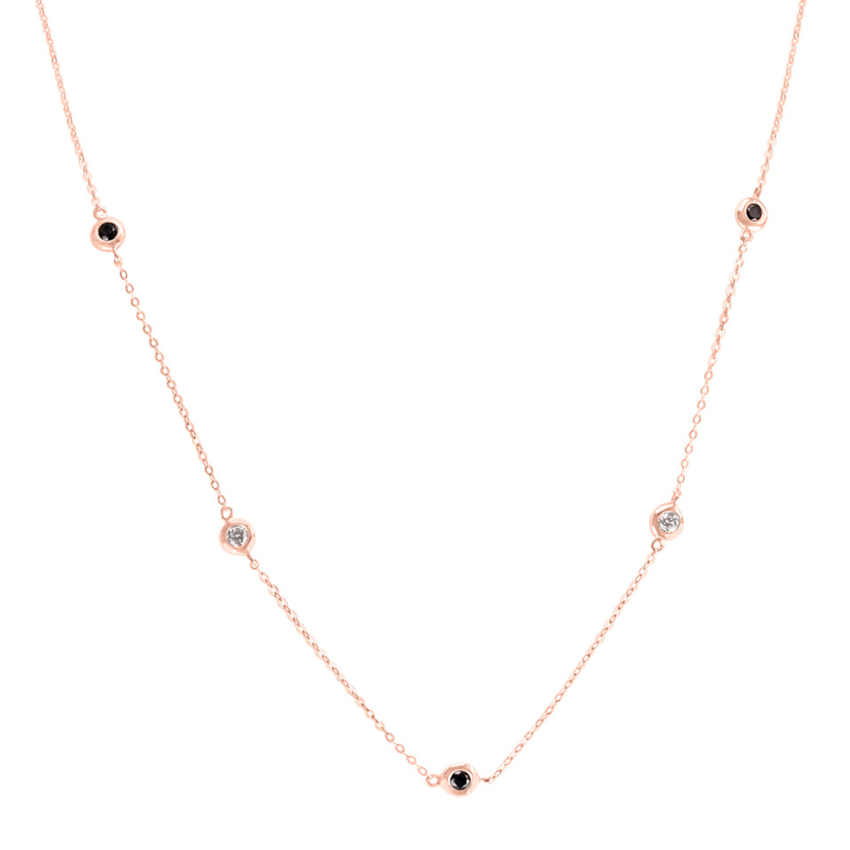 Náhrdelník s černými a bílými diamanty Dots