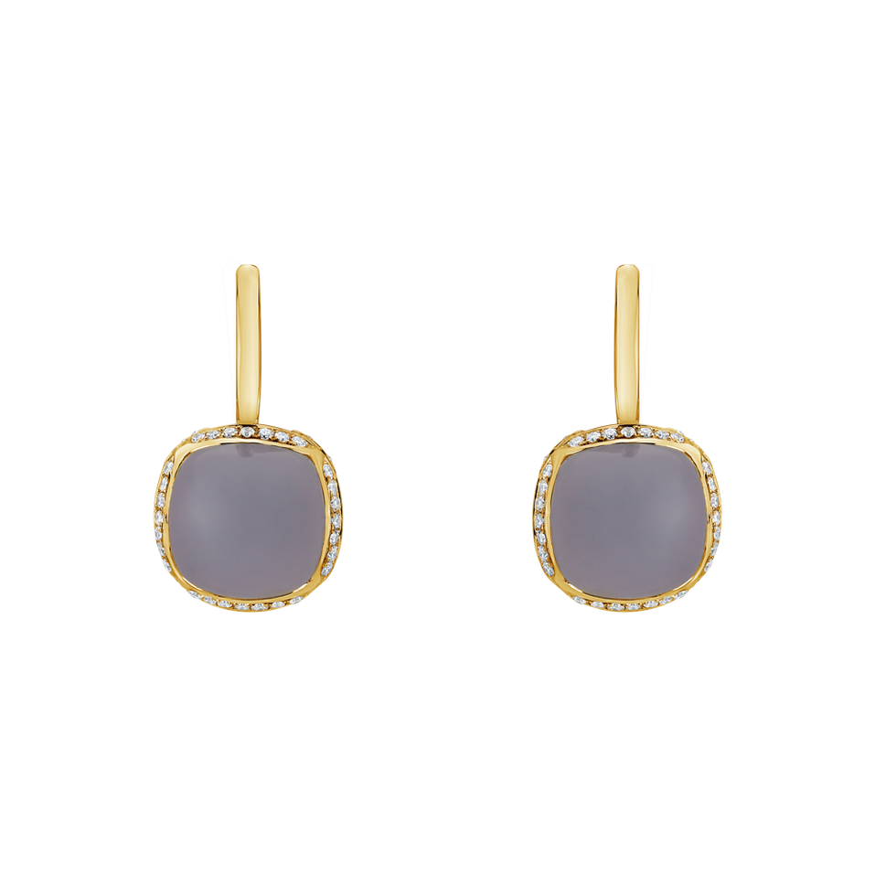 Náušnice s chalcedonem a diamanty Mystic Drop