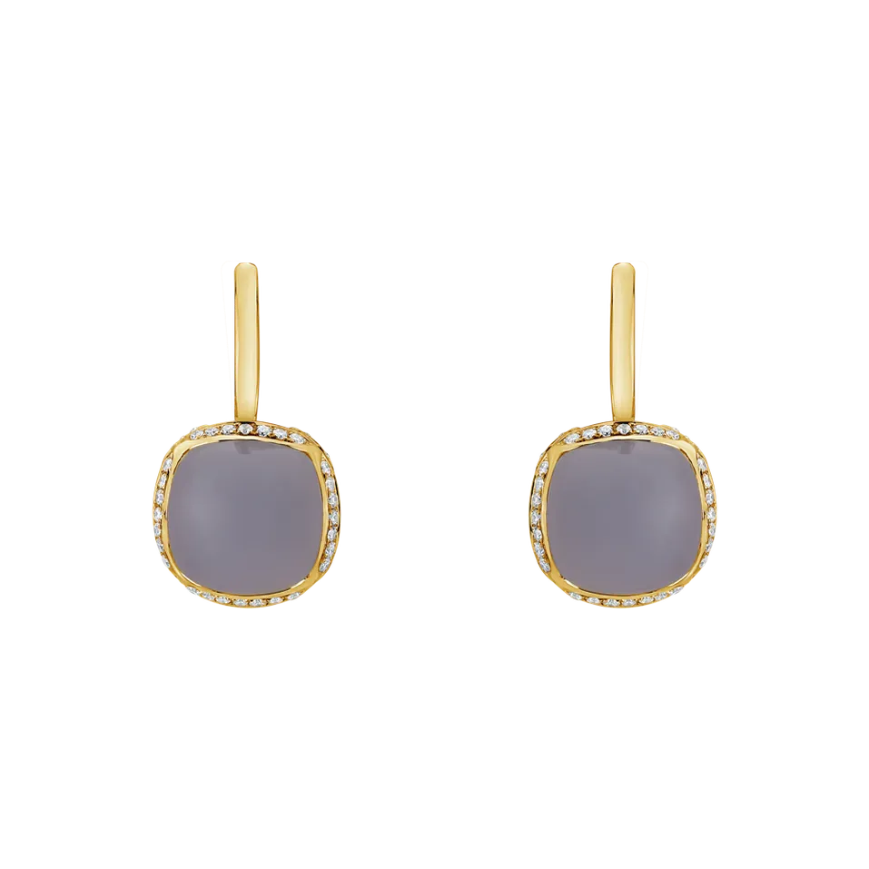 Náušnice s chalcedonem a diamanty Mystic Drop