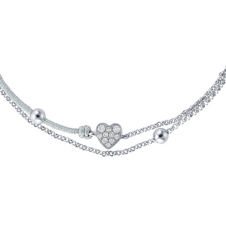 Diamantový náramek se šňůrkou Diamond Heart