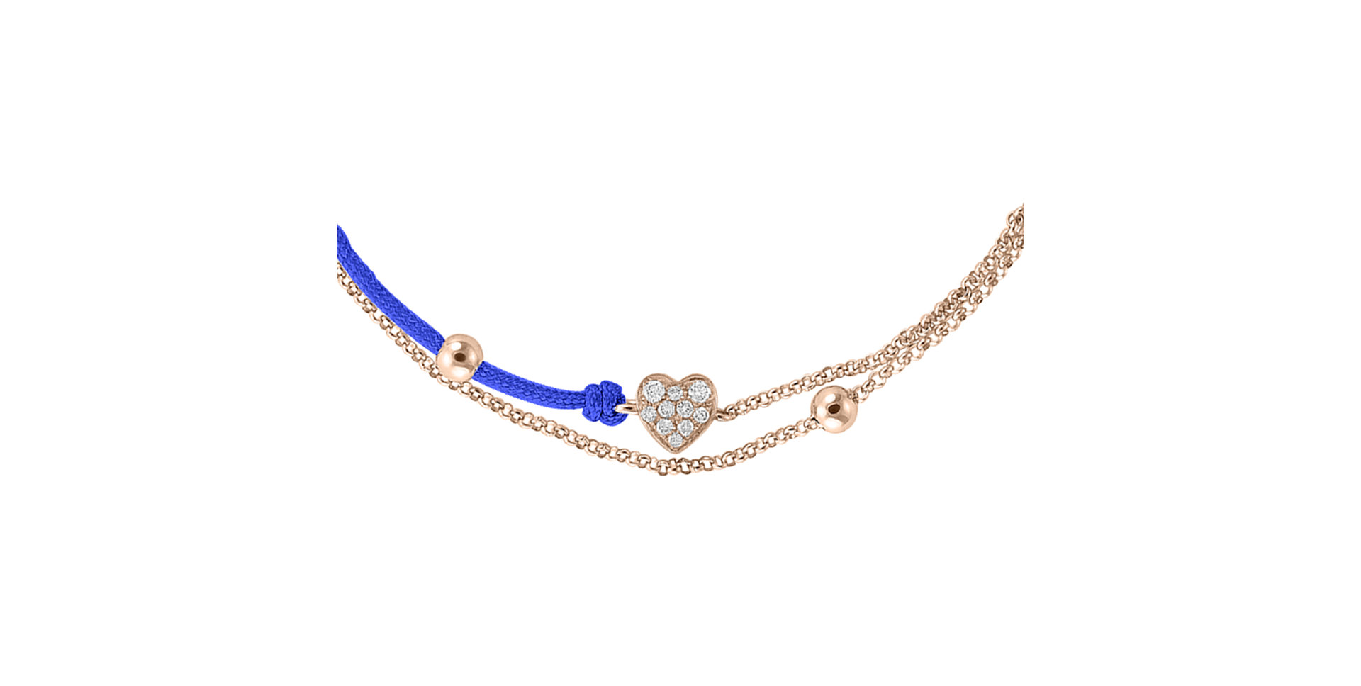 Diamantový náramek se šňůrkou Diamond Heart