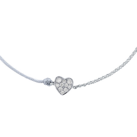 Diamantový náramek se šňůrkou Little Heart