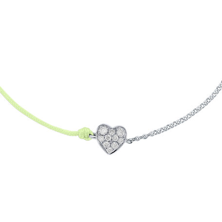 Diamantový náramek se šňůrkou Little Heart