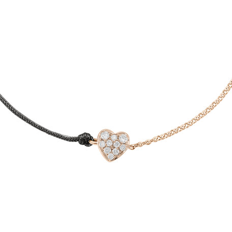 Diamantový náramek se šňůrkou Little Heart