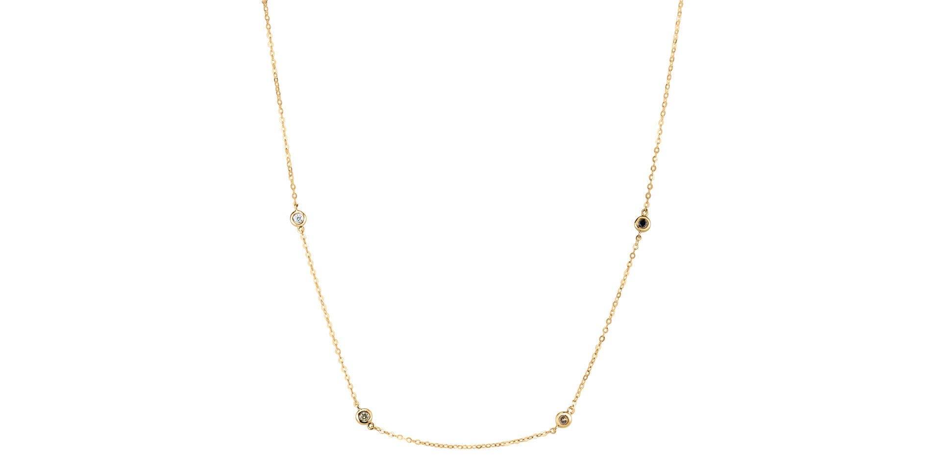 Náhrdelník s černými, hnědými a bílými diamanty Dots